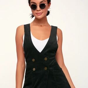 Black Corduroy Pinafore Dress